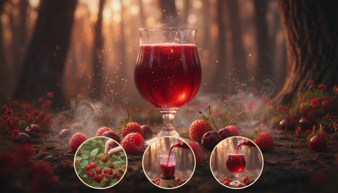 découvrez la boisson mystique aux fruits rouges de la forêt enchantée, un breuvage unique alliant saveurs naturelles et magie des bois pour une expérience gustative envoûtante.
