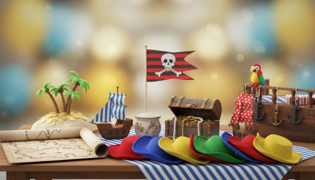 découvrez des idées de décoration simples et ludiques sur le thème des pirates, parfaites pour les enfants de 7 à 9 ans, pour une fête mémorable et amusante.