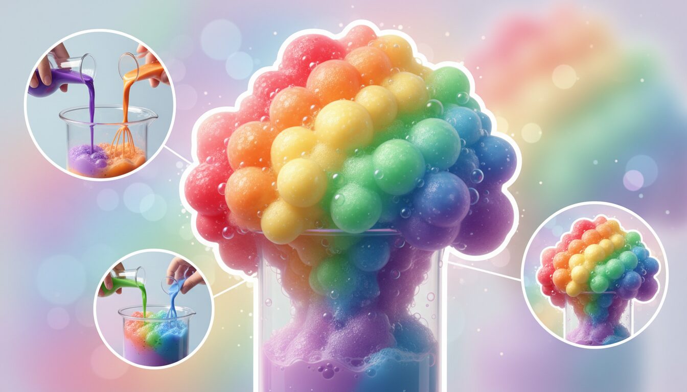 découvrez l'invention étonnante de la mousse arc-en-ciel, une expérience ludique et colorée à tester absolument pour égayer votre quotidien !