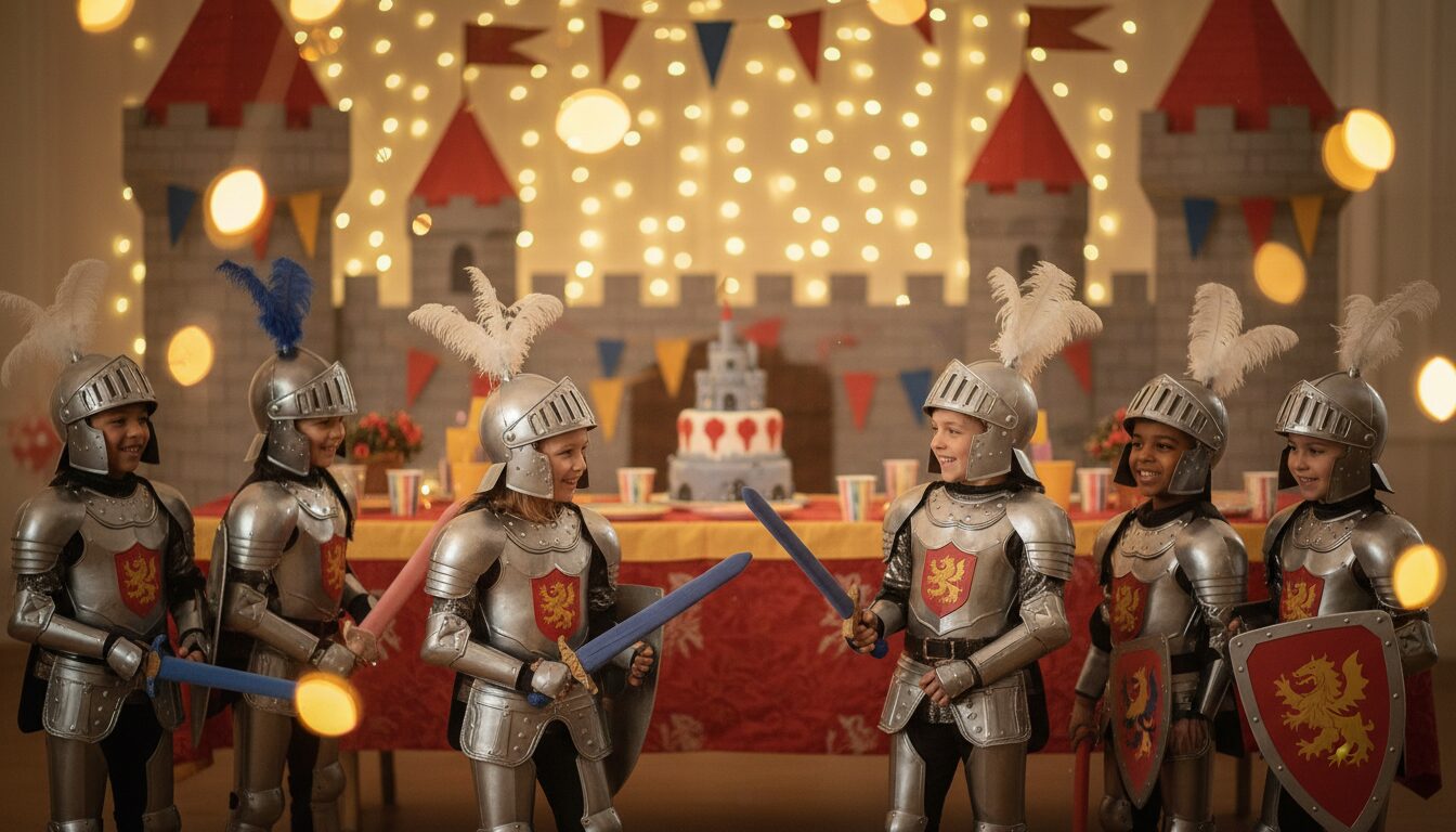 organisez une fête d'anniversaire inoubliable pour les enfants de 7 à 9 ans avec notre menu clé en main la grande fête du château fort, alliant plaisir, animation et gourmandises sur le thème médiéval.