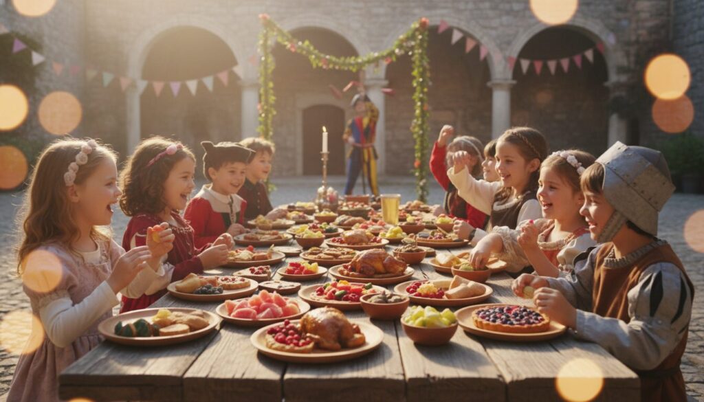 découvrez notre menu d’anniversaire clé en main pour enfants de 10 à 12 ans sur le thème « la quête du royaume médiéval ». une fête magique et gourmande pour un anniversaire inoubliable !