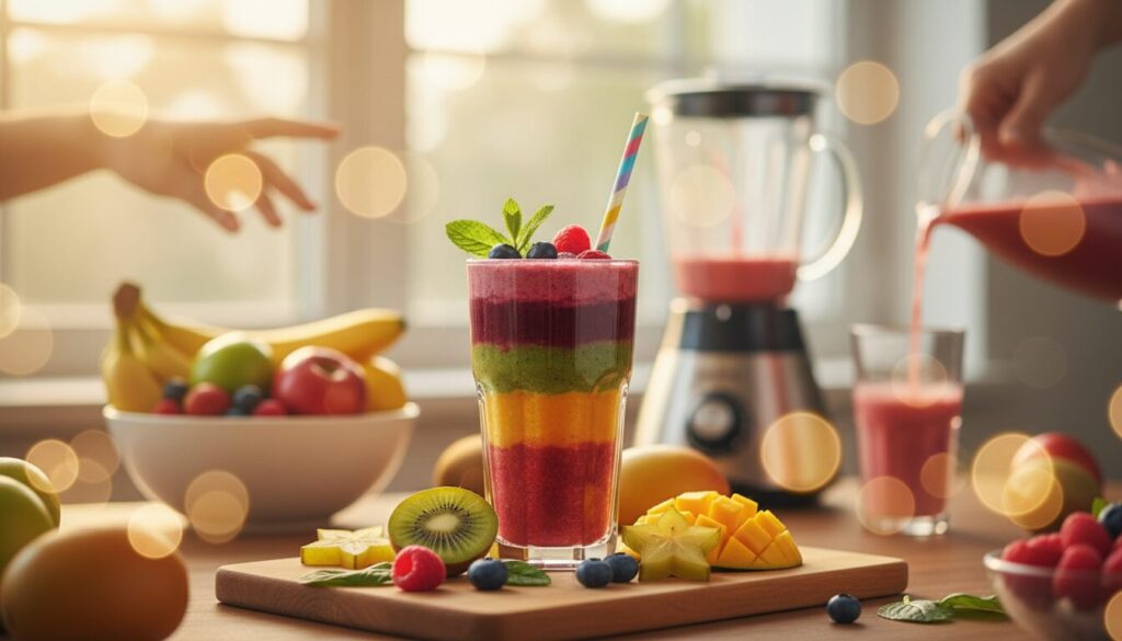 boostez l'énergie de toute votre équipe avec notre mission smoothie, pleine de recettes savoureuses et nutritives pour rester en forme et motivé toute la journée.