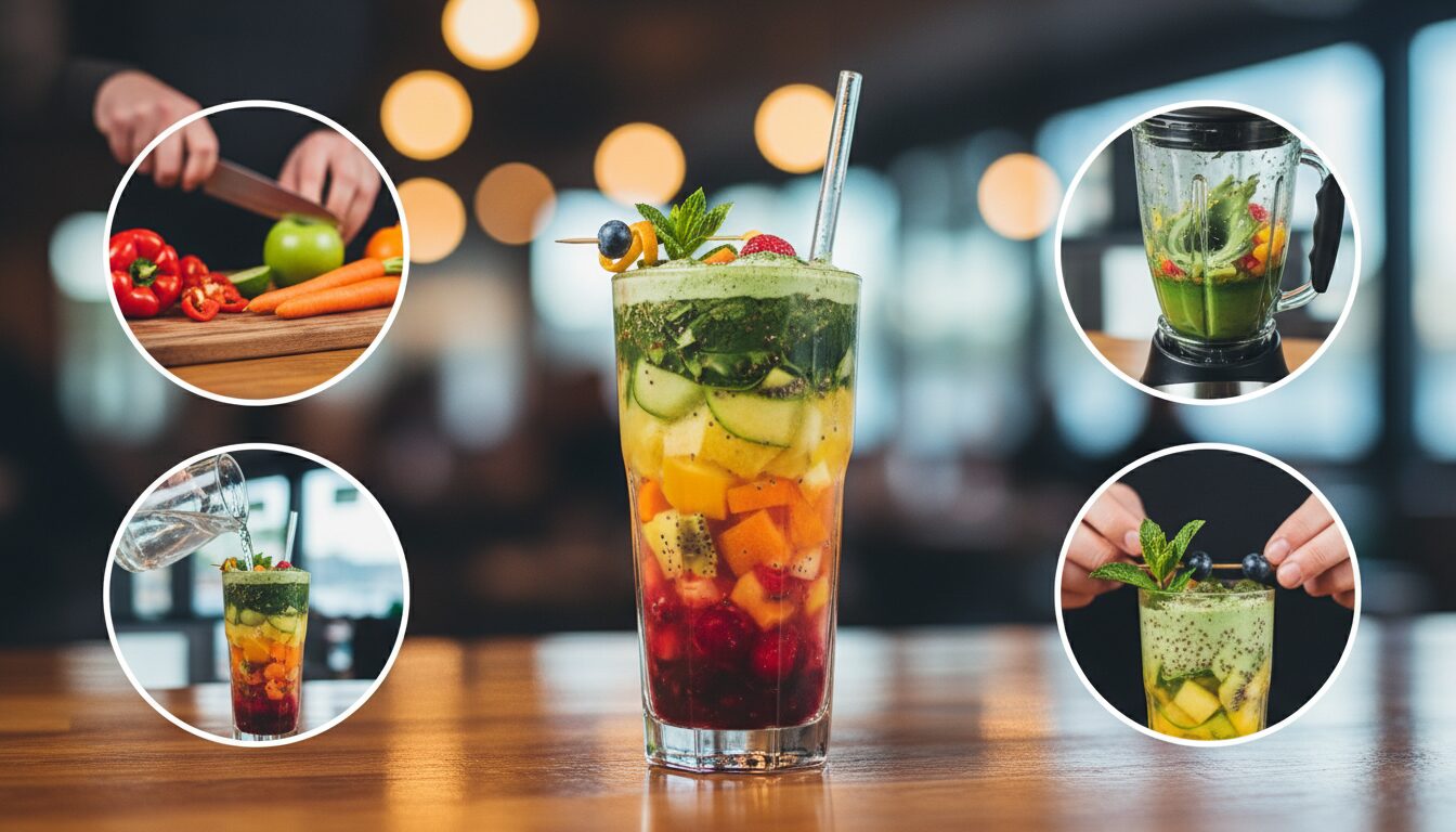 découvrez notre cocktail multivitaminé du quartier général, une boisson énergisante et saine conçue pour booster votre journée avec un mélange parfait de vitamines essentielles.