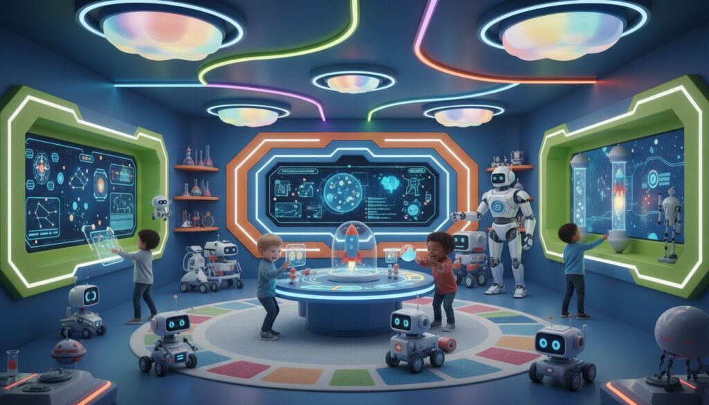 découvrez comment créer un décor captivant sur le thème de la science et de la robotique, spécialement conçu pour stimuler l'imagination des enfants de 7 à 9 ans.