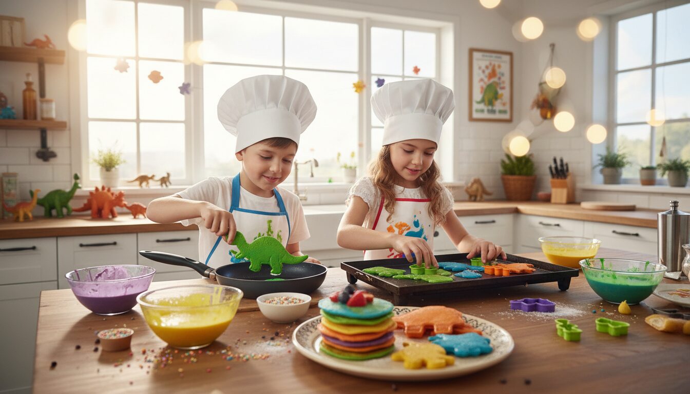 savourez des crêpes dino festives parfaites pour une matinée d’exploration gourmande et amusante en famille.