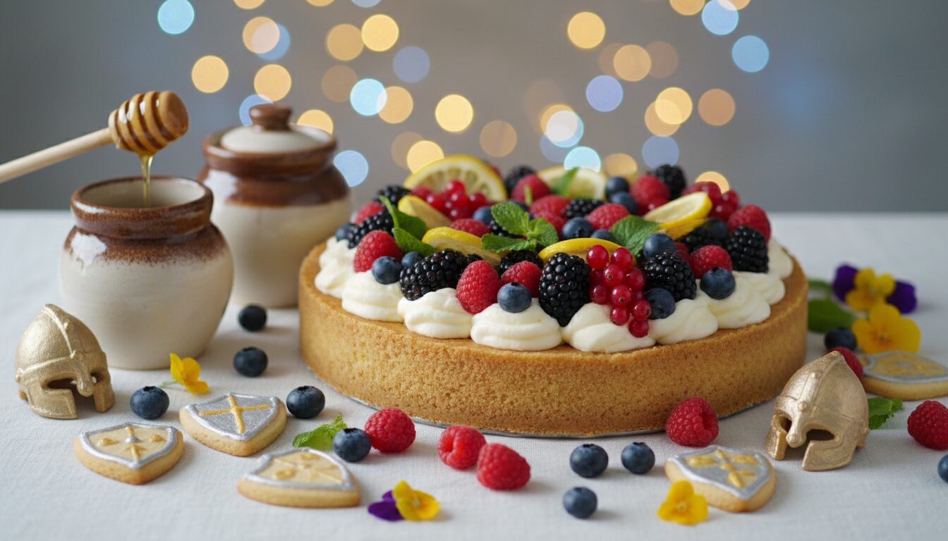 découvrez un dessert raffiné en l’honneur d’athéna, parfait pour un banquet célébrant l’intelligence et la sagesse.