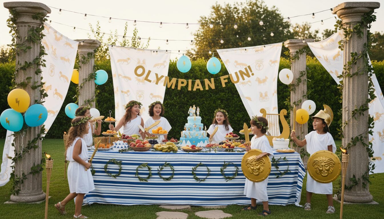 organisez une fête mythologique clé en main avec un planning détaillé, une décoration immersive et des animations captivantes pour une expérience inoubliable.