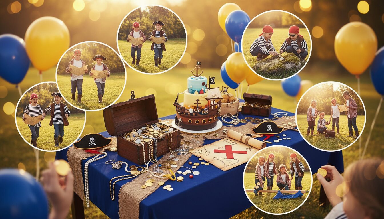organisez un anniversaire inoubliable avec notre chasse au trésor des pirates, un menu clé en main adapté aux enfants de 7 à 9 ans, plein d'aventures et de surprises.