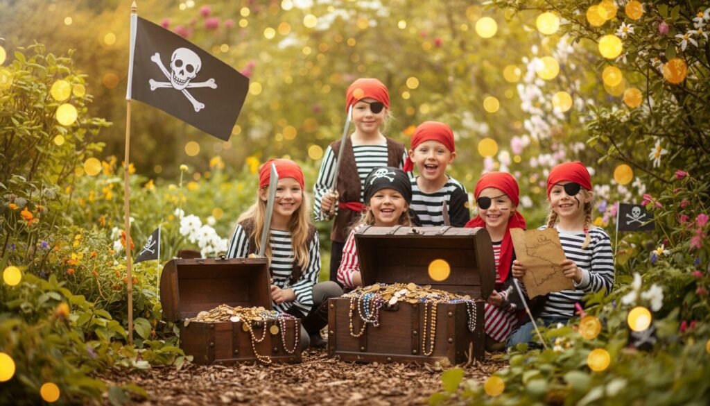 organisez un anniversaire inoubliable pour les enfants de 7 à 9 ans avec notre menu clé en main la chasse au trésor des pirates : activités, énigmes et fun garantis !