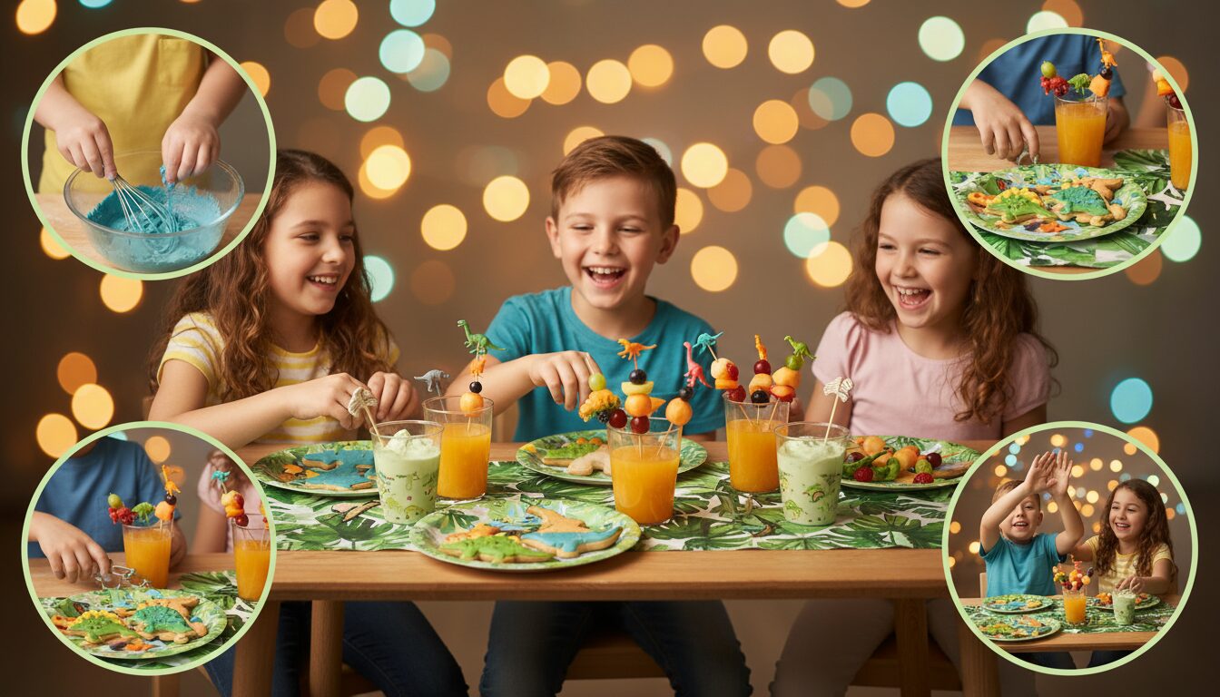 découvrez une pause gourmande et ludique avec un goûter à thème express et facile sur la piste des dinosaures, spécialement conçu pour les enfants de 7 à 9 ans.