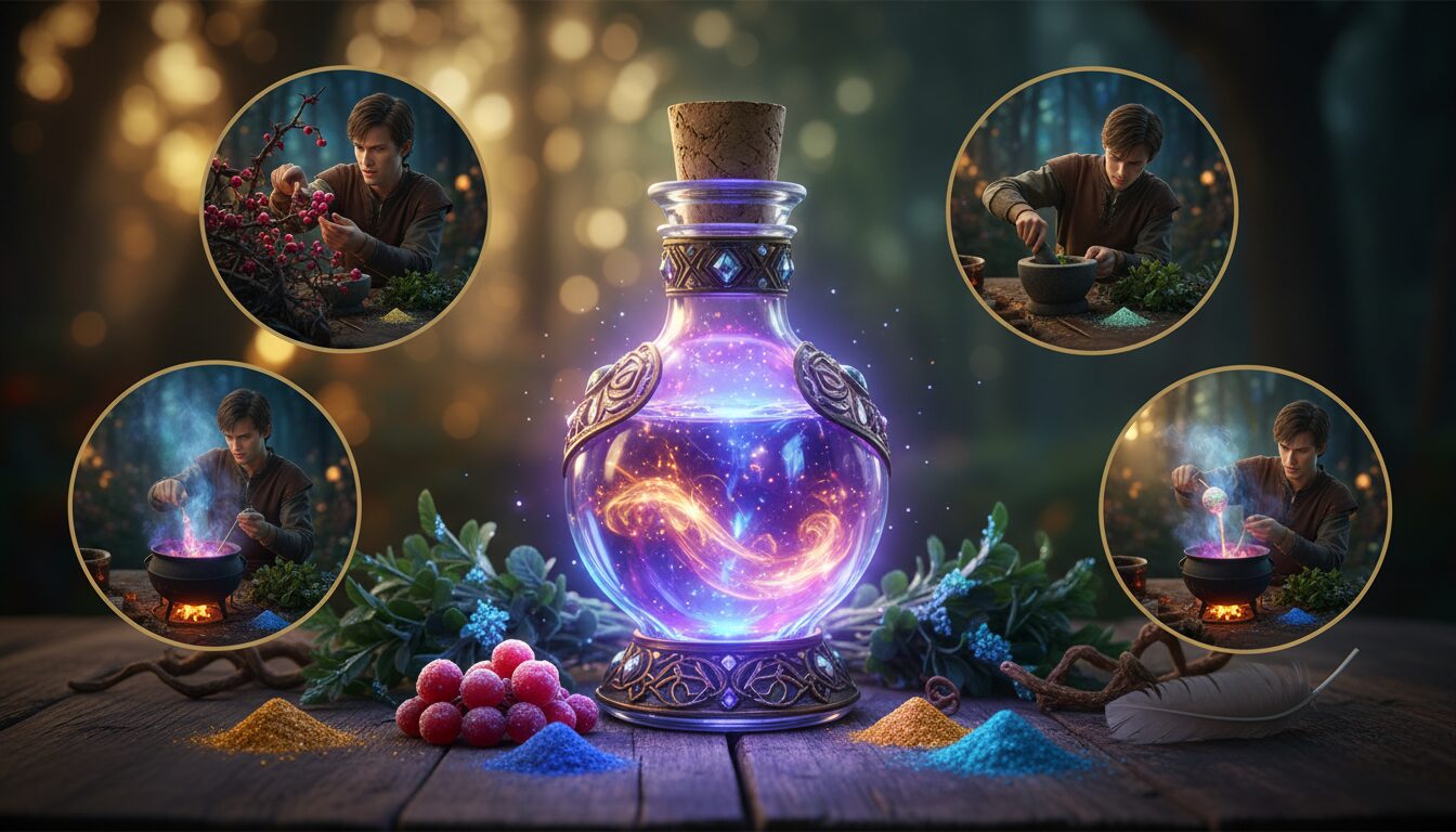 découvrez l'aventure savoureuse du jeune écuyer gourmand et sa potion magique qui éveille les papilles et le courage.