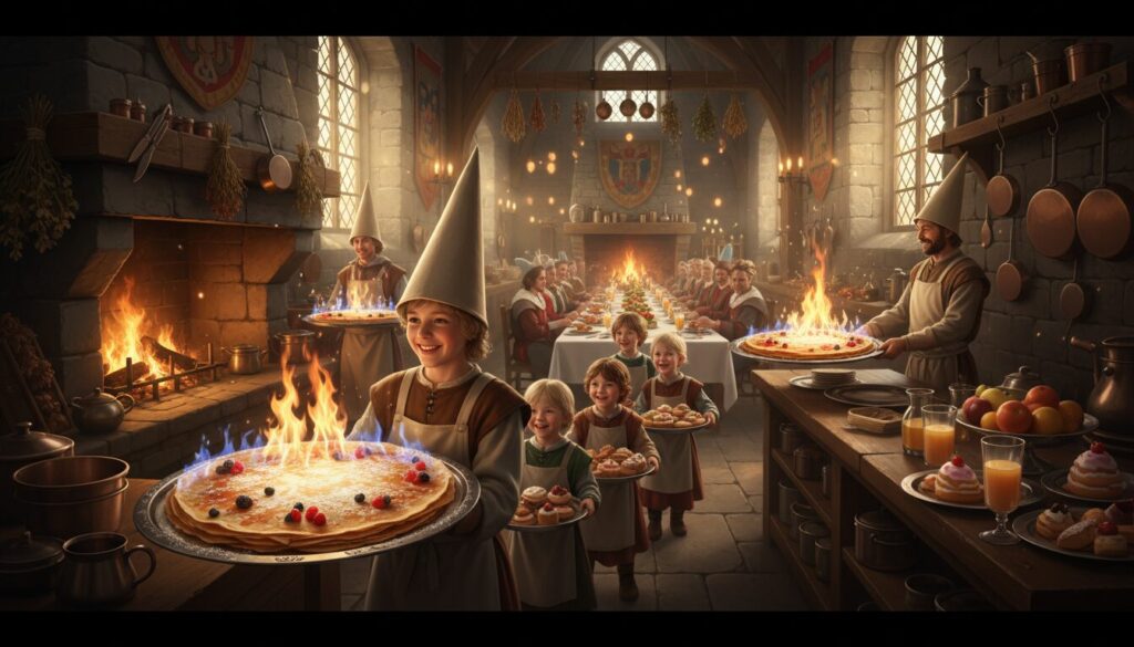 découvrez la magie des crêpes flamboyantes lors de la fête au château, une expérience gourmande et spectaculaire à ne pas manquer.