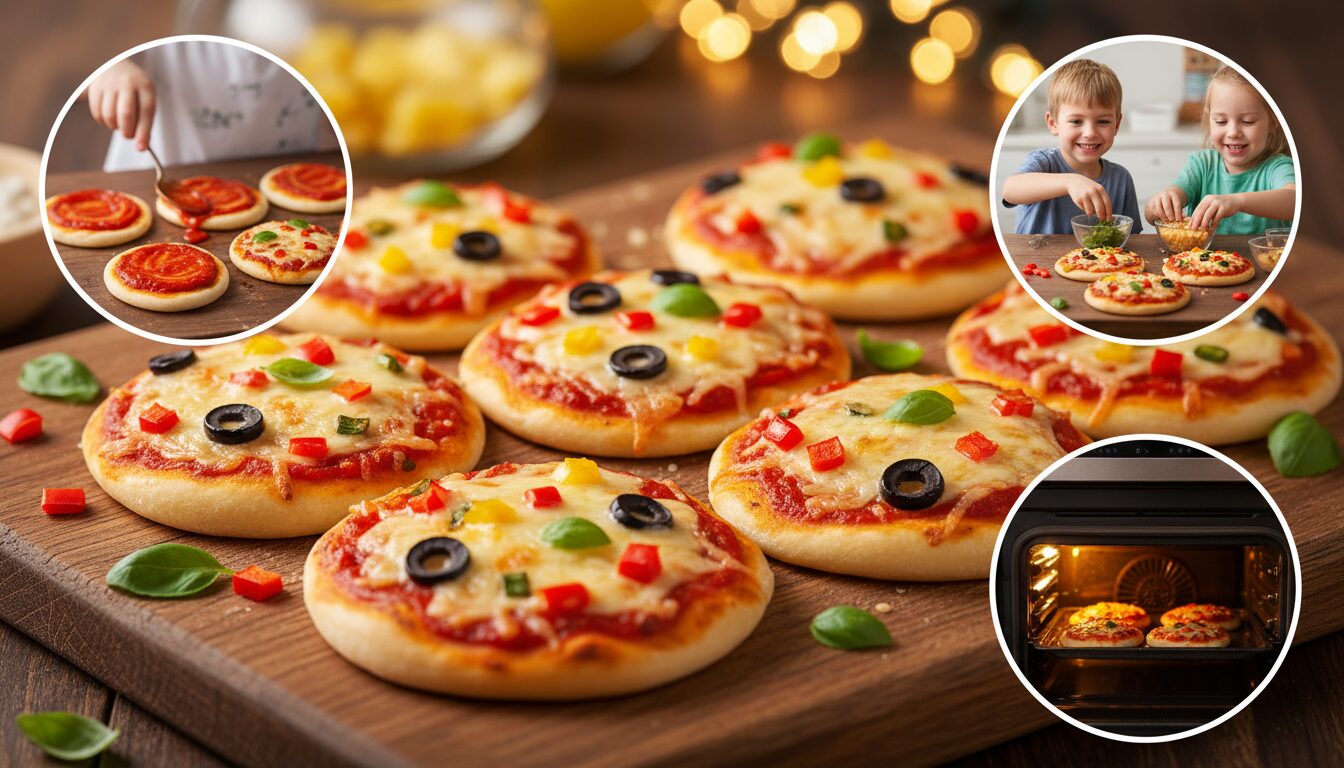 découvrez des mini pizzas à la tomate faciles à préparer et à garnir, idéales pour régaler les enfants à l'heure du goûter ou du repas.