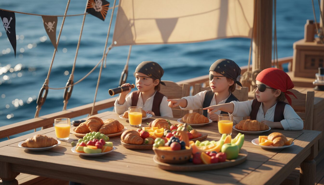 découvrez un petit-déjeuner délicieux et énergisant spécialement conçu pour les matelots aventuriers, parfait pour bien commencer leurs journées en mer.