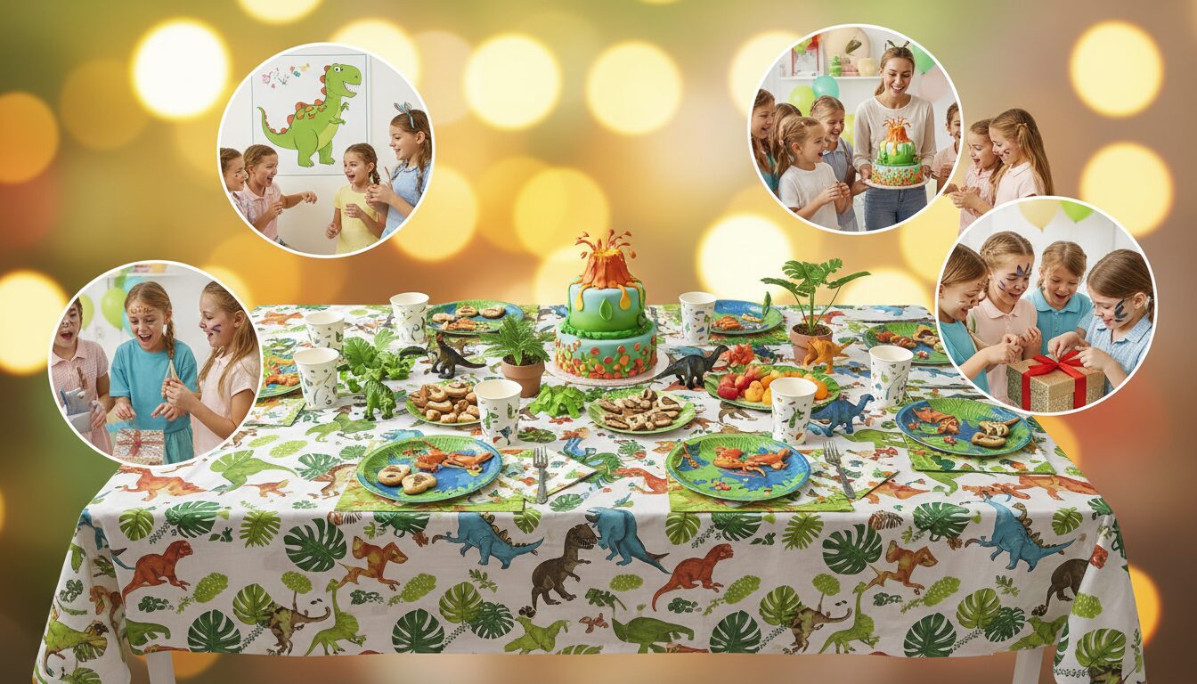 découvrez notre menu d'anniversaire clé en main sur la piste des dinosaures, spécialement conçu pour les enfants de 7 à 9 ans, pour une fête ludique et mémorable autour du monde des dinosaures.