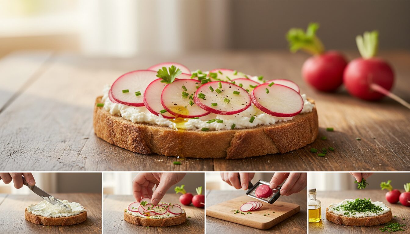 découvrez nos toasts de fromage frais et radis, une recette simple et rapide à préparer en quelques minutes pour une entrée fraîche et savoureuse.