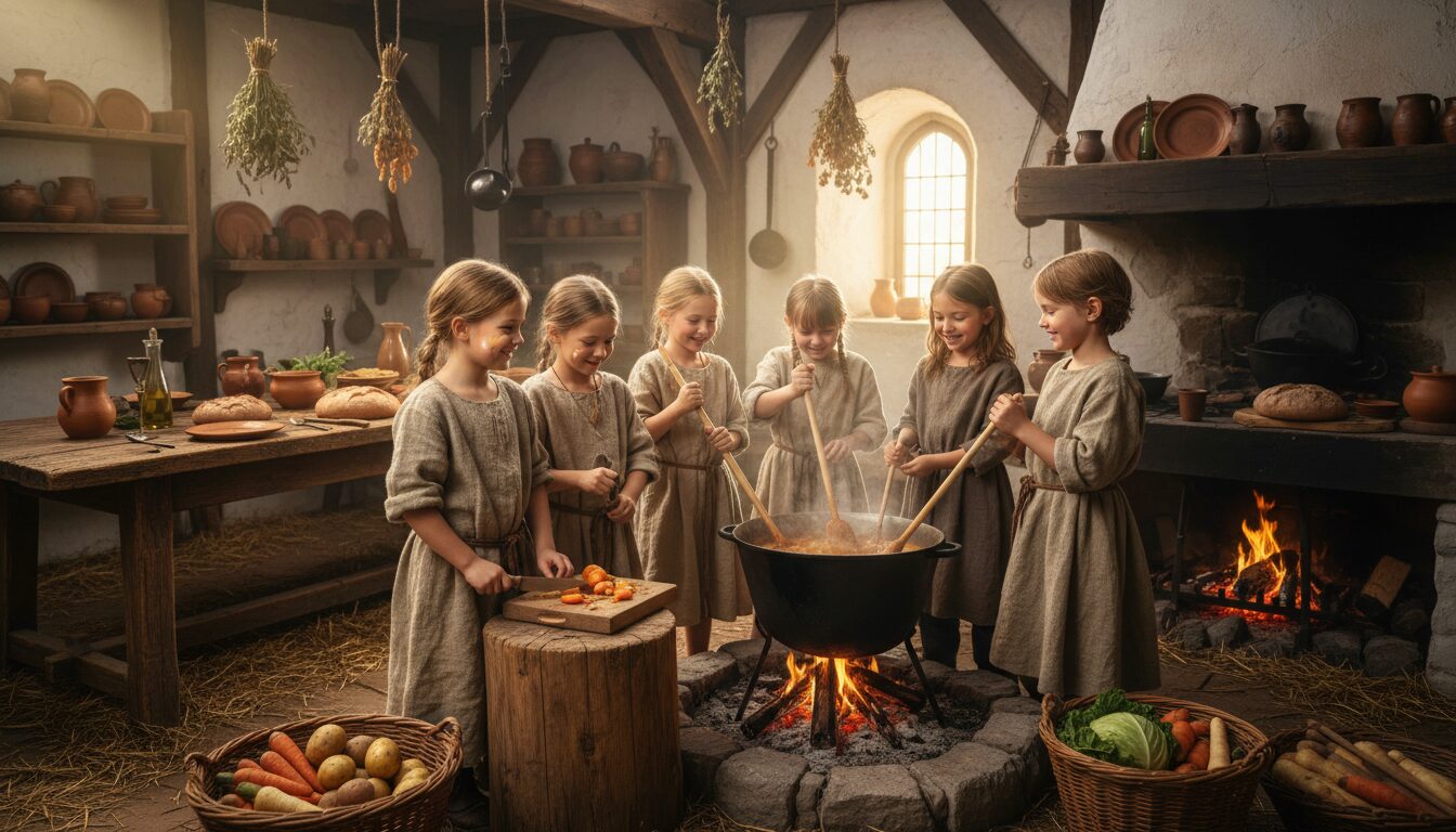 découvrez le festin de légumes oubliés lors d'un banquet médiéval authentique, alliant saveurs d'antan et tradition culinaire.