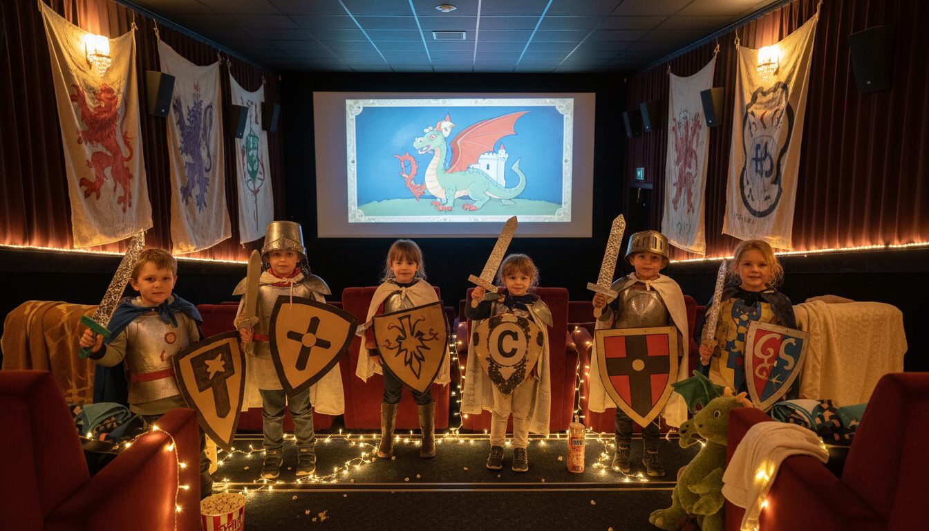 organisez une soirée pyjama inoubliable avec une animation cinéma maison sur le thème des chevaliers, idéale pour divertir petits et grands autour d'aventures médiévales.