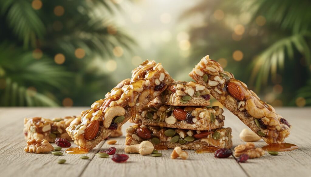 découvrez nos barres aux noix et miel, provenant de la jungle secrète, pour une dégustation savoureuse et naturelle.