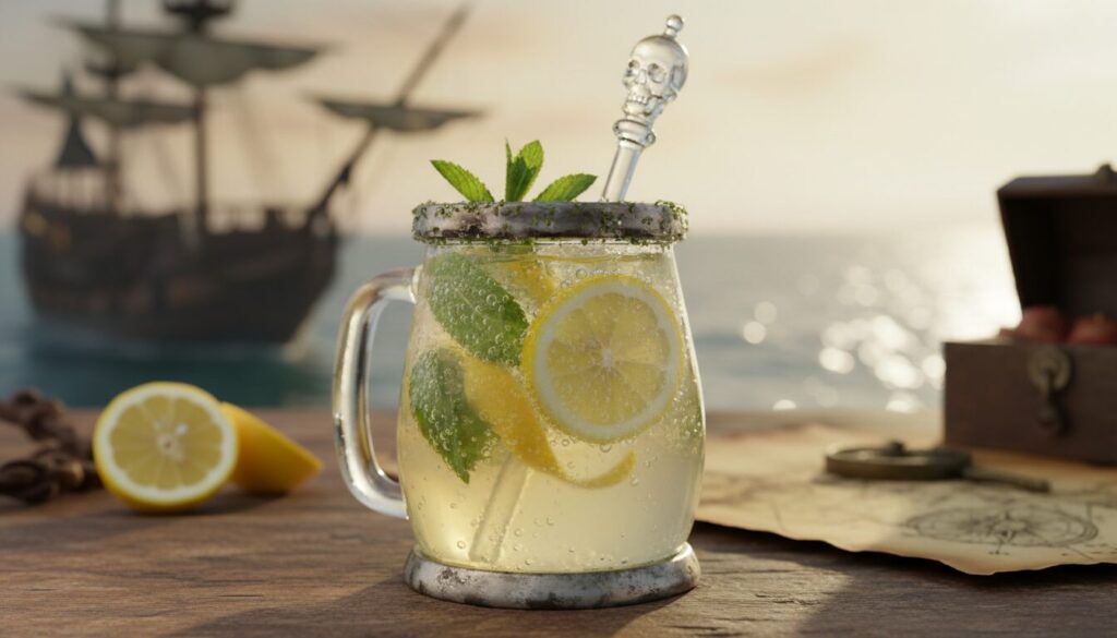 découvrez notre boisson pirate rafraîchissante aux éclairs de citron et menthe, parfaite pour une aventure gustative pleine de fraîcheur et d'énergie.