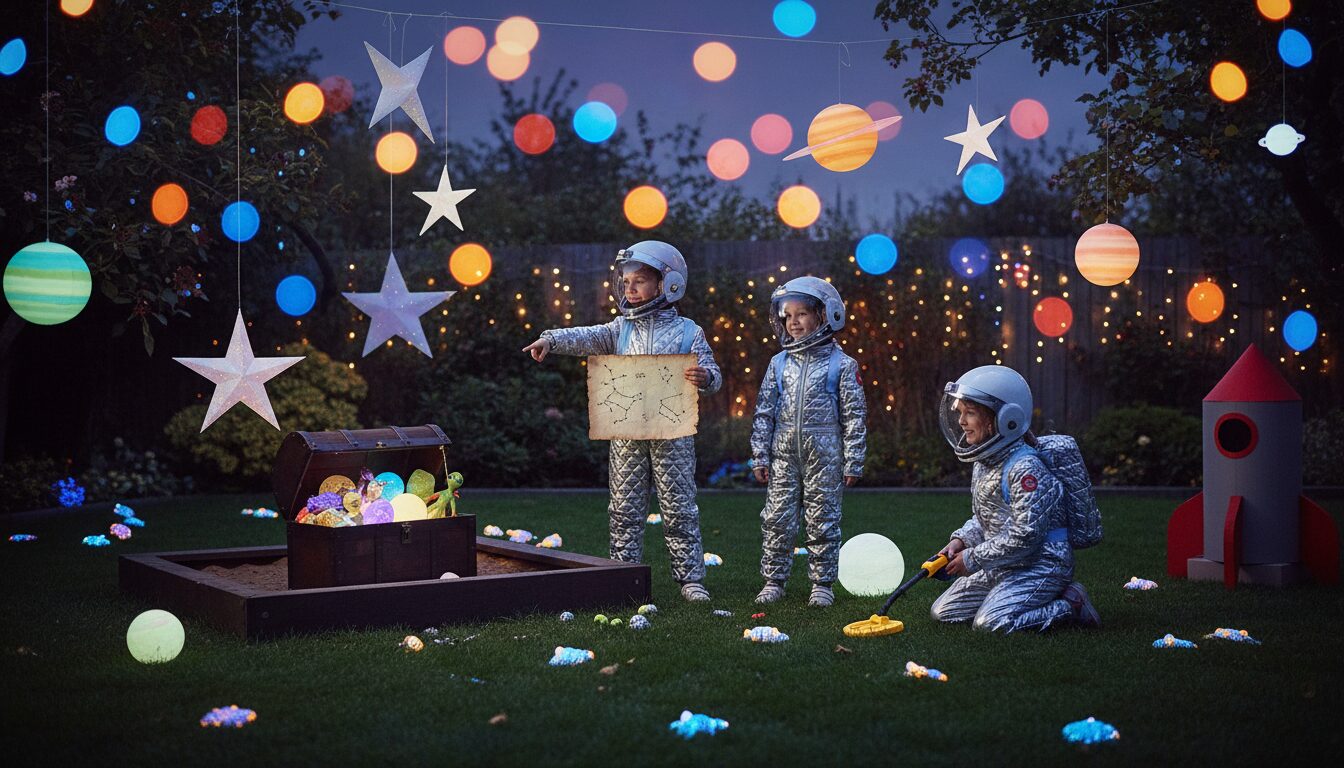 organisez une chasse au trésor dans l'espace spécialement conçue pour les enfants de 7 à 9 ans. une aventure ludique et éducative qui stimule leur imagination et leur esprit d'équipe.