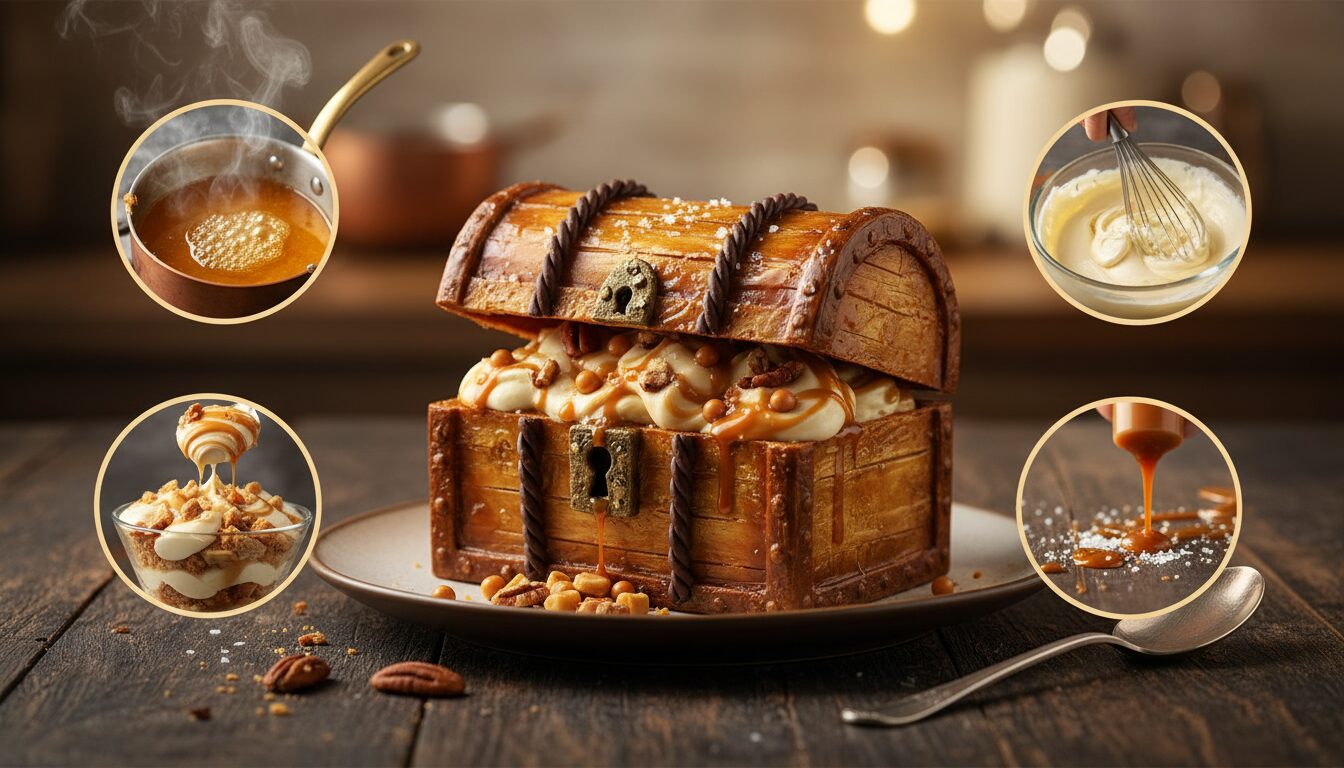 découvrez notre crème dessert coffre-fort au caramel salé, une douceur gourmande alliant la richesse d'un caramel onctueux à une texture veloutée pour un plaisir intense à chaque cuillerée.