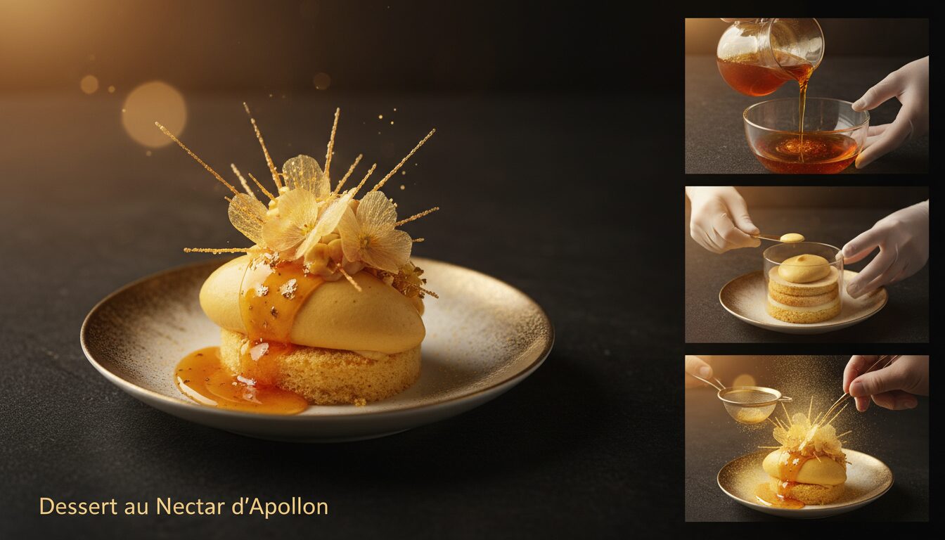 découvrez notre dessert au nectar d’apollon, une douceur divine qui ravira vos papilles pour un moment gourmand inoubliable.