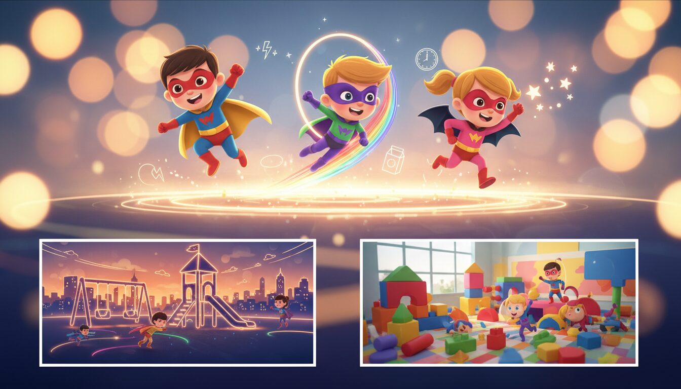 découvrez un mini-jeu super-héros rapide et ludique, idéal pour les enfants de 3 à 6 ans, parfait pour un goûter express et amusant.