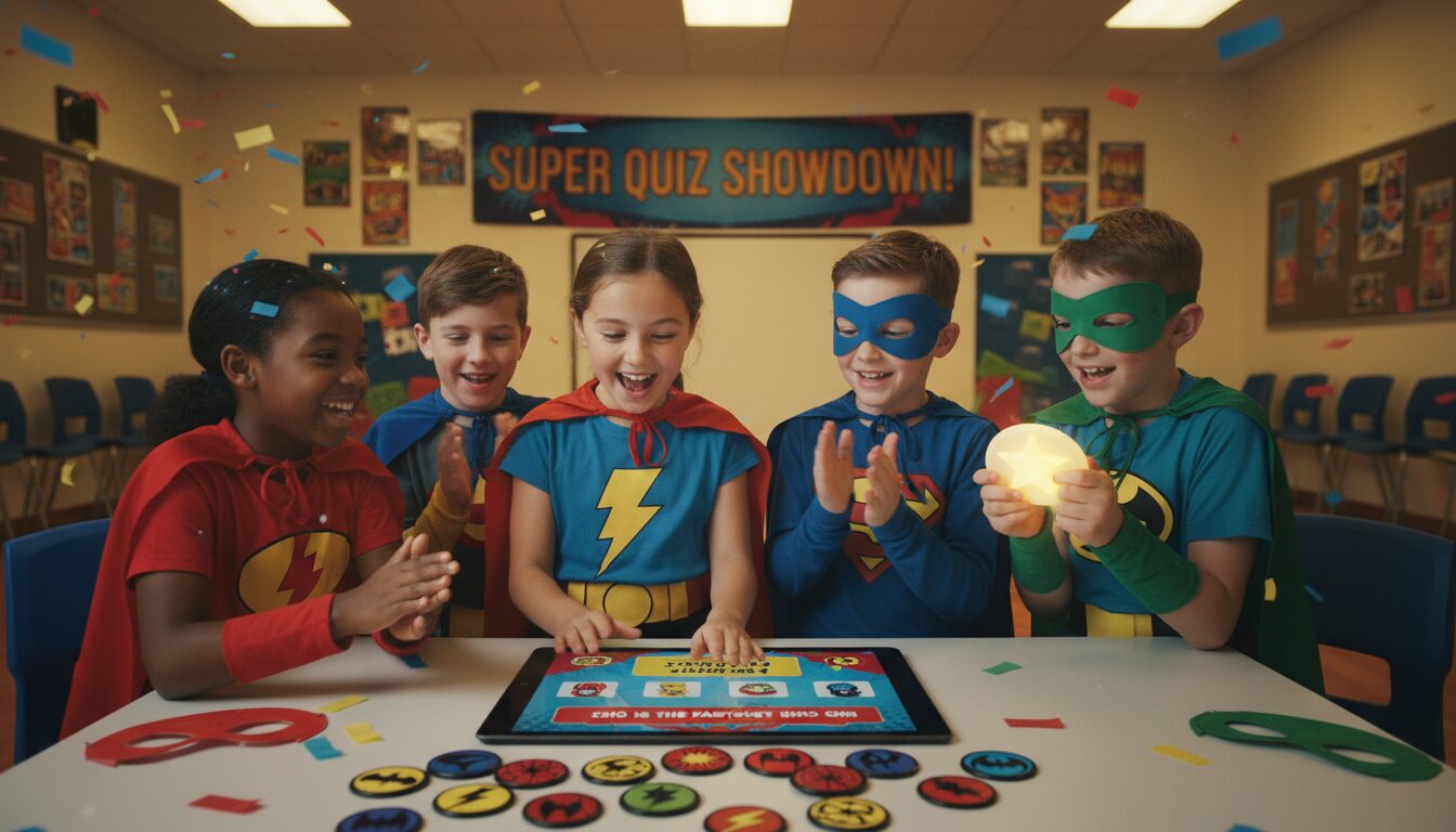 organisez un quiz super-héros amusant et interactif pour un anniversaire d'enfants de 10 à 12 ans. idéal pour animer la fête et célébrer avec des questions sur les héros préférés des enfants.