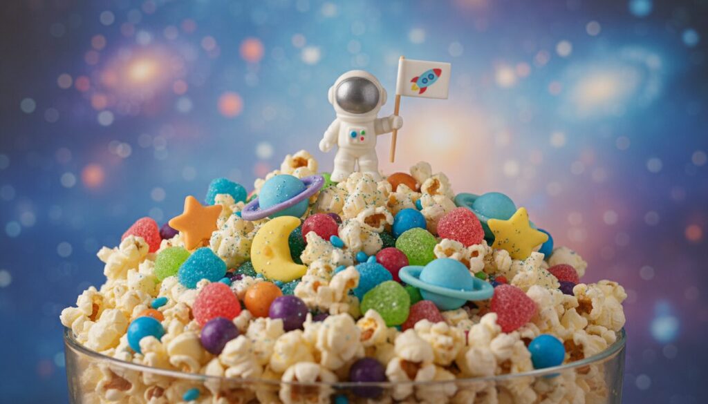savourez un popcorn stellaire parfait pour une soirée astronaute, une explosion de saveurs cosmiques qui éveillera vos papilles lors d'une aventure spatiale gourmande.