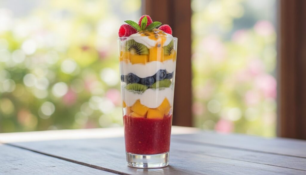 découvrez notre recette facile et rapide de verrine de fruits frais colorée, idéale pour un dessert sain et gourmand à préparer en quelques minutes.