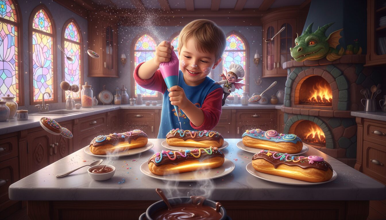 découvrez les éclairs magiques au chocolat de la contrée enchantée, une gourmandise féerique alliant douceur et cacao intense pour un moment de délice inoubliable.